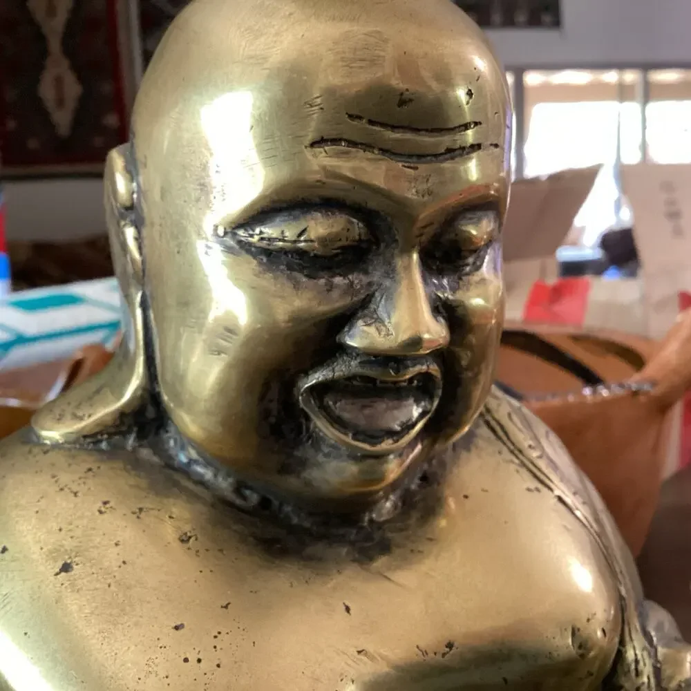 Old Antique Brass Tibetan Buddha statue.Approximately 11 X 8 X 6 And 6 Pounds